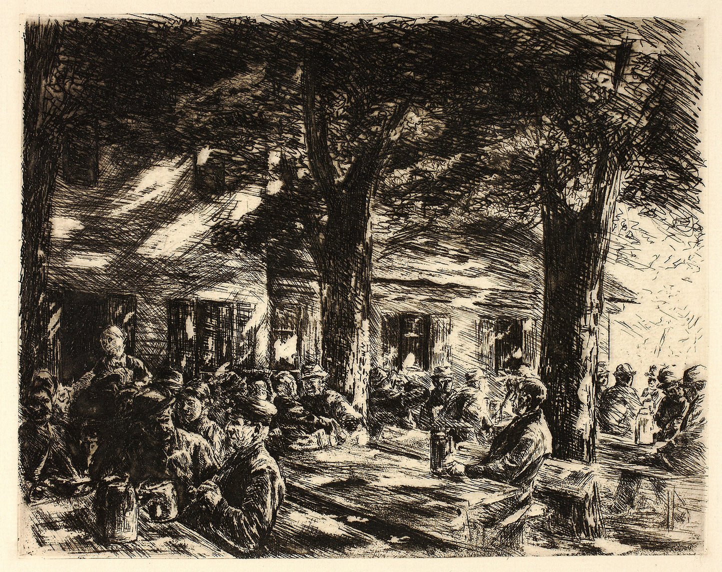 Beer Garden in Rosenheim -  Max Liebermann (German, 1847-1935),  Poster Print Wall Art