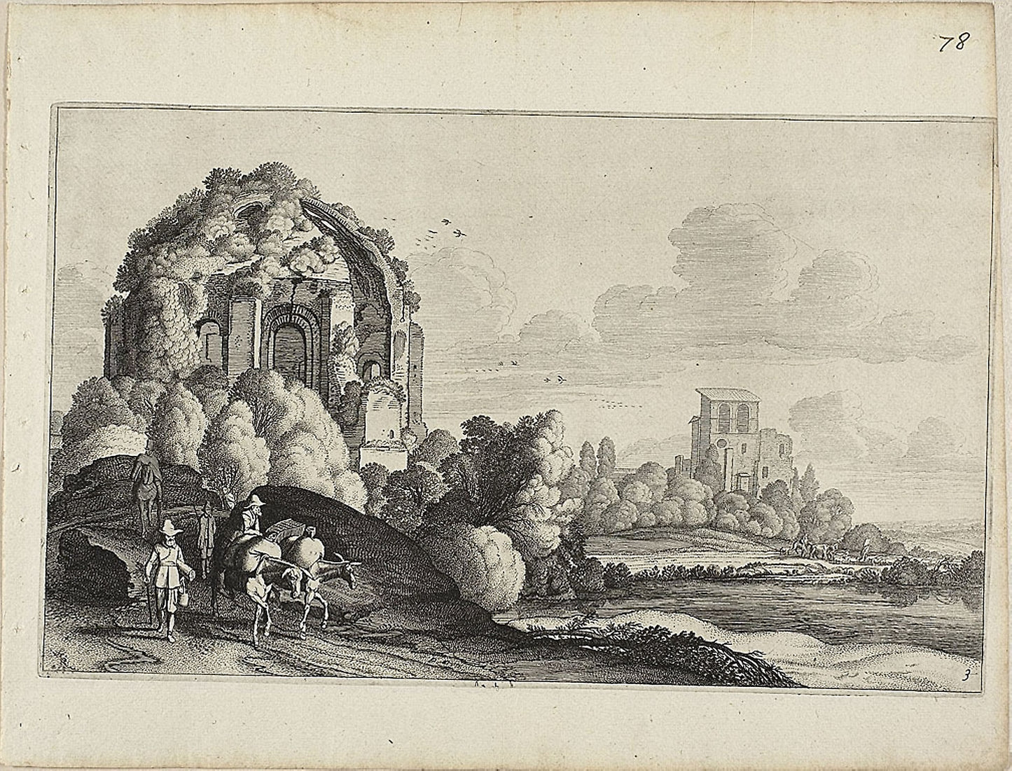 Travellers in Front of the Minerva Medica Temple in Rome -  Jan van de Velde II (Dutch, c. 1593-1641),  Poster Print Wall Art
