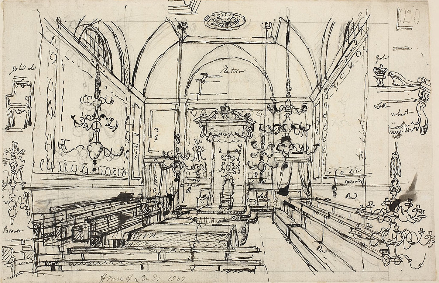 Study for the House of Lords -  Augustus Charles Pugin,  Poster Print Wall Art