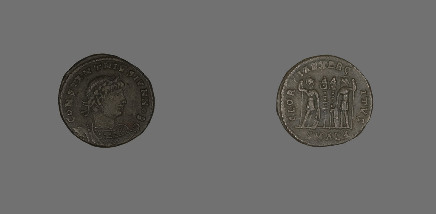 Follis (Coin) Portraying Emperor Constantine II as Caesar -  Roman,  Poster Print Wall Art