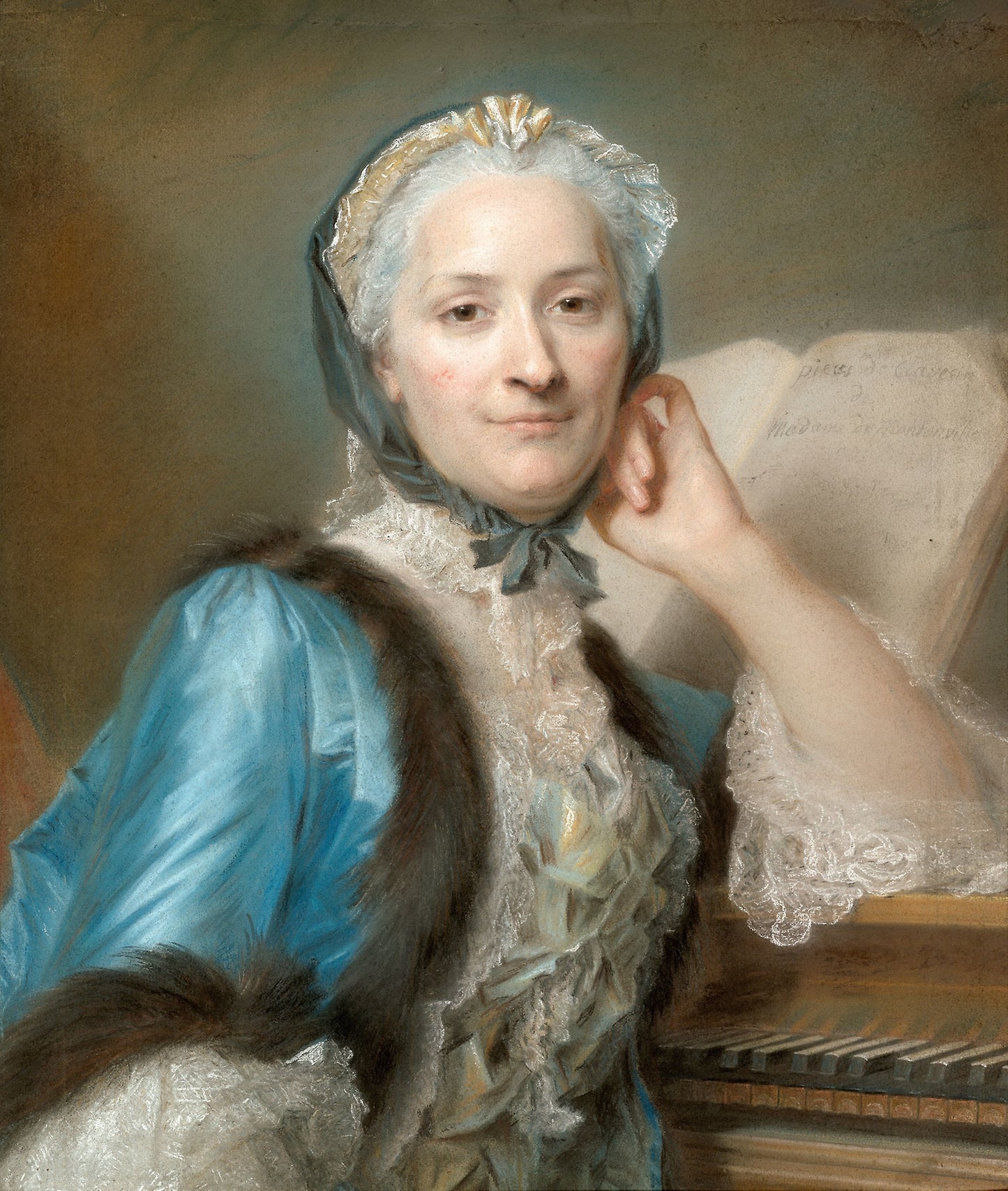 Portrait of Madame Anne-Jeanne Cassanéa de Mondonville, née Boucon (1708-1780) -  Maurice Quentin de Latour ,  Poster Print Wall Art