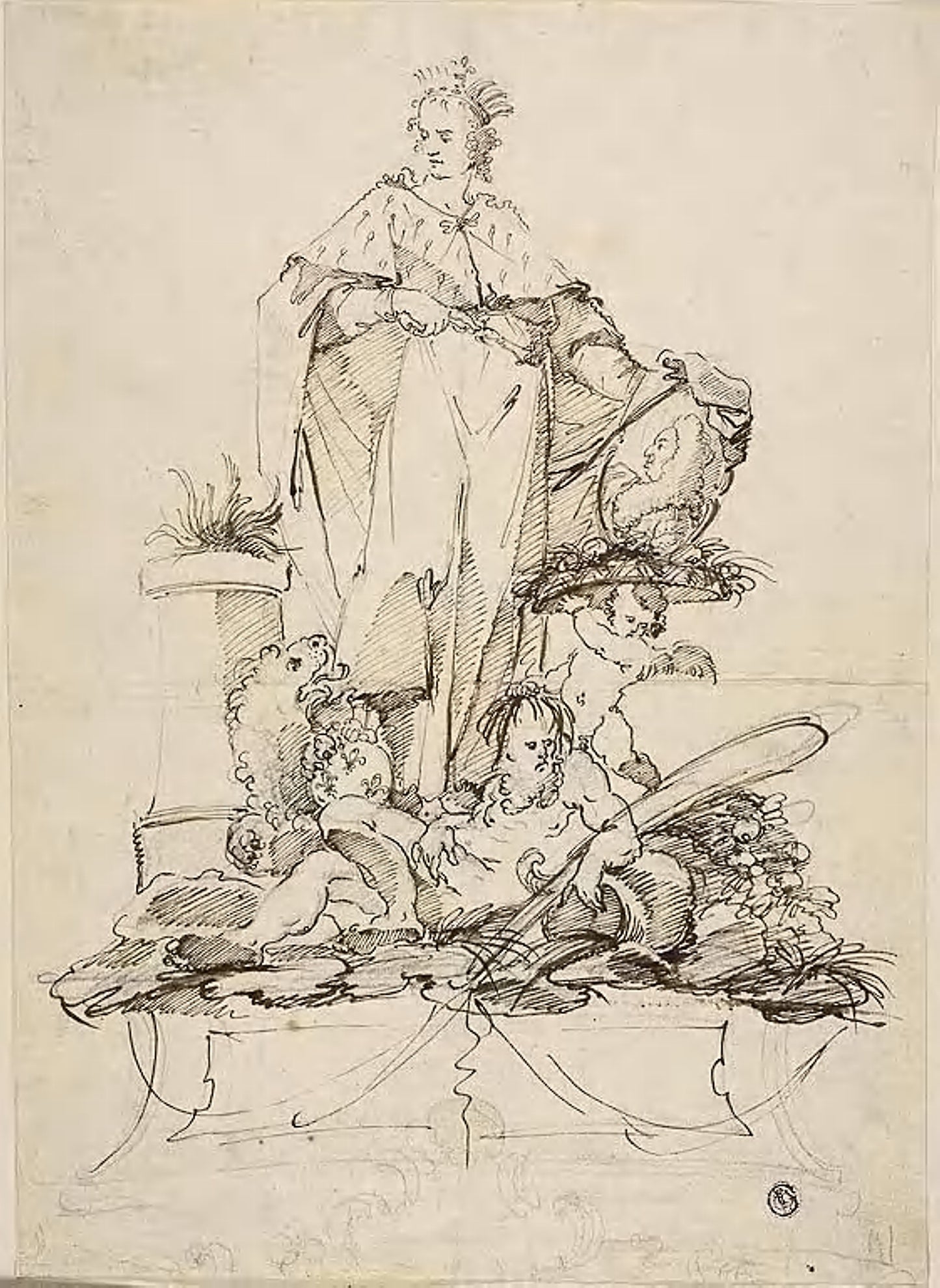 Allegory in Honor of Grand Duke Gian-Gastone de'Medici -  Possibly Pietro Antonio Novelli (Italian, 1729-1804),  Poster Print Wall Art