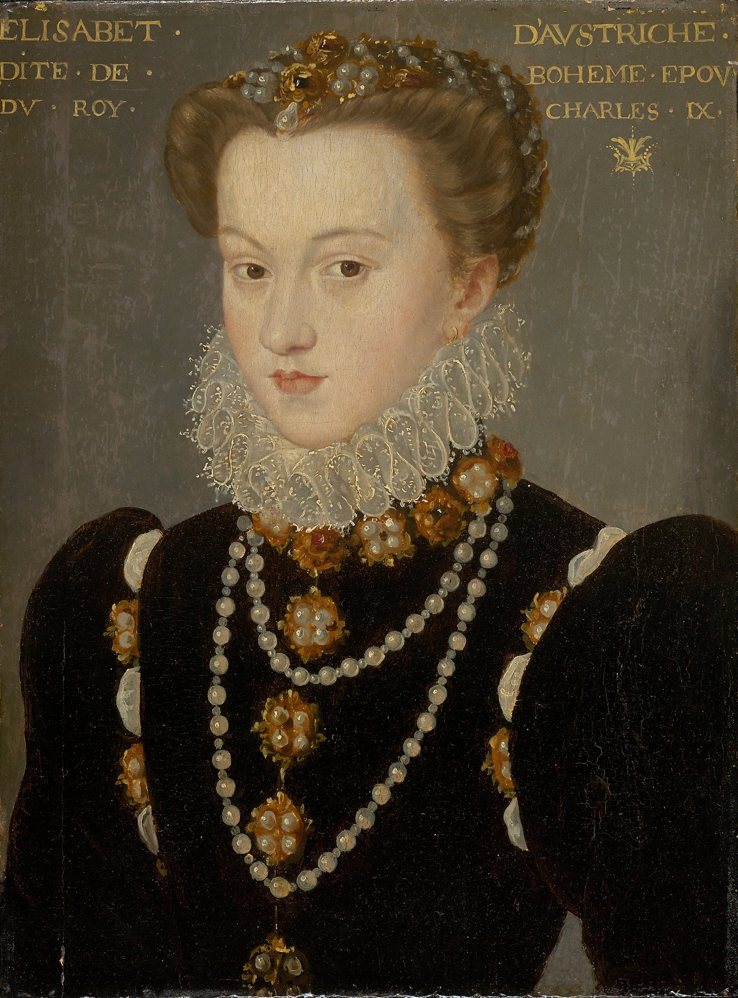 Portrait of Elizabeth of Austria, Wife of King Charles IX of France -  François Clouet, follower of,  Poster Print Wall Art