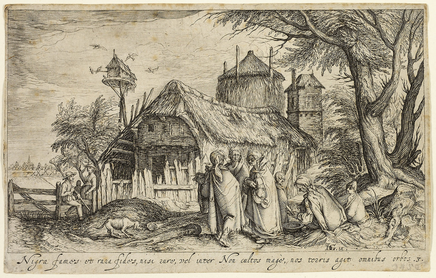 Landscape with Gypsy Women Near a Farm Building -  Andries Stock (Dutch, c. 1580-after 1648),  Poster Print Wall Art