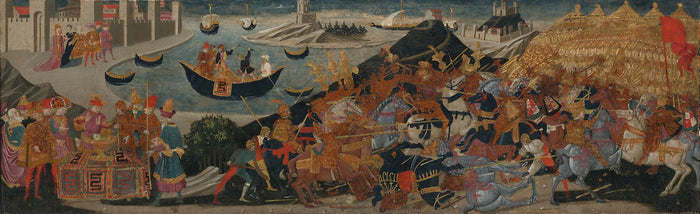 The Battle of Pharsalus and the Death of Pompey: Workshop of Apollonio di Giovanni and Marco del Buono Giamberti,16x12
