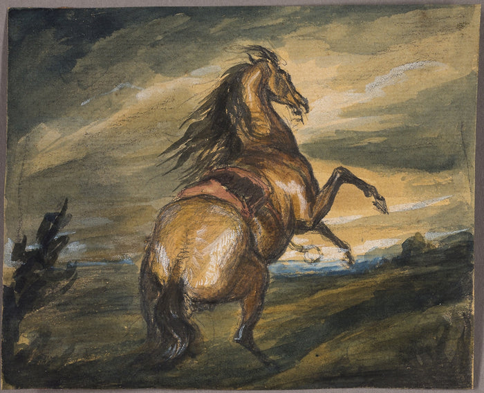 Rearing Horse: Attributed to Edwin Henry Landseer (English, 1802-1873),16x12