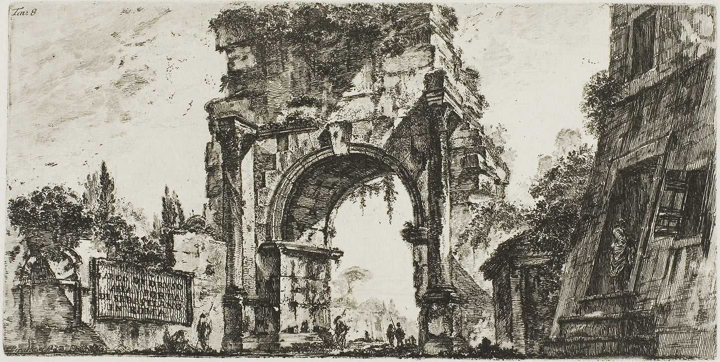 Arch of Drusus at the Porta S. Sebastiano in Rome, plate 8 from Some Views of Triumphal Arches and other monuments -  Giovanni Battista Piranesi,  Poster Print Wall Art
