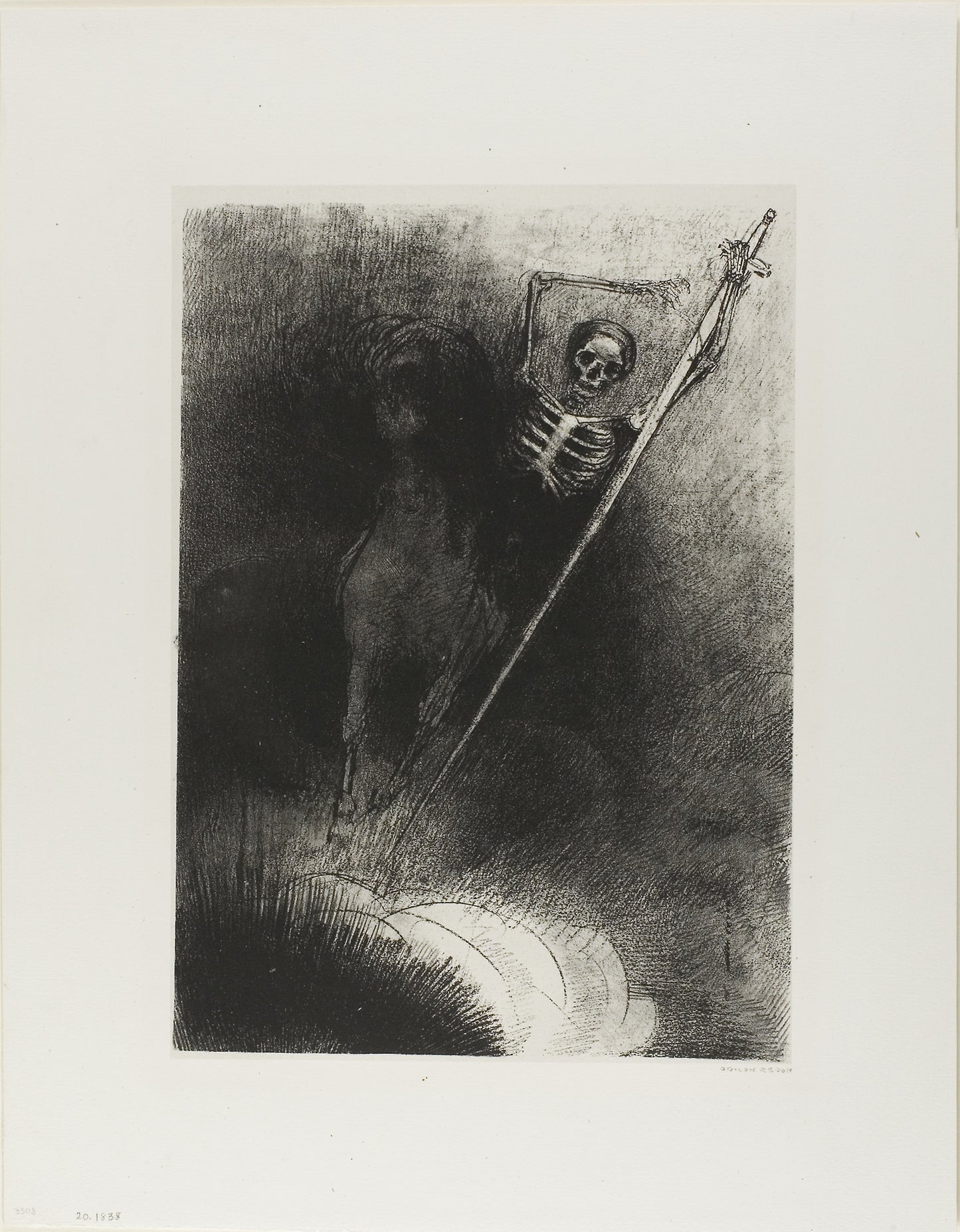 And His Name That Sat On Him Was Death, plate 3 of 12 -  Odilon Redon,  Poster Print Wall Art