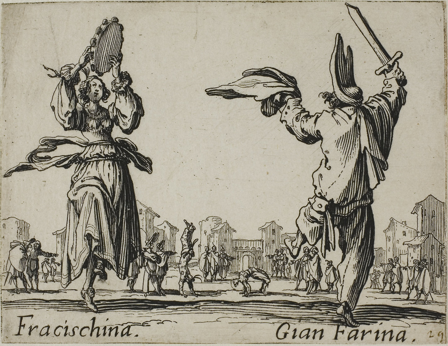 Riciulina - Metzetin, from Balli di Sfessania -  Jacques Callot,  Poster Print Wall Art
