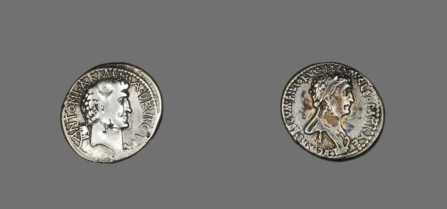 Denarius (Coin) Portraying Mark Antony and Queen Cleopatra VII: Reign of Cleopatra VII, 51–30 BC,16x12"(A3) Poster