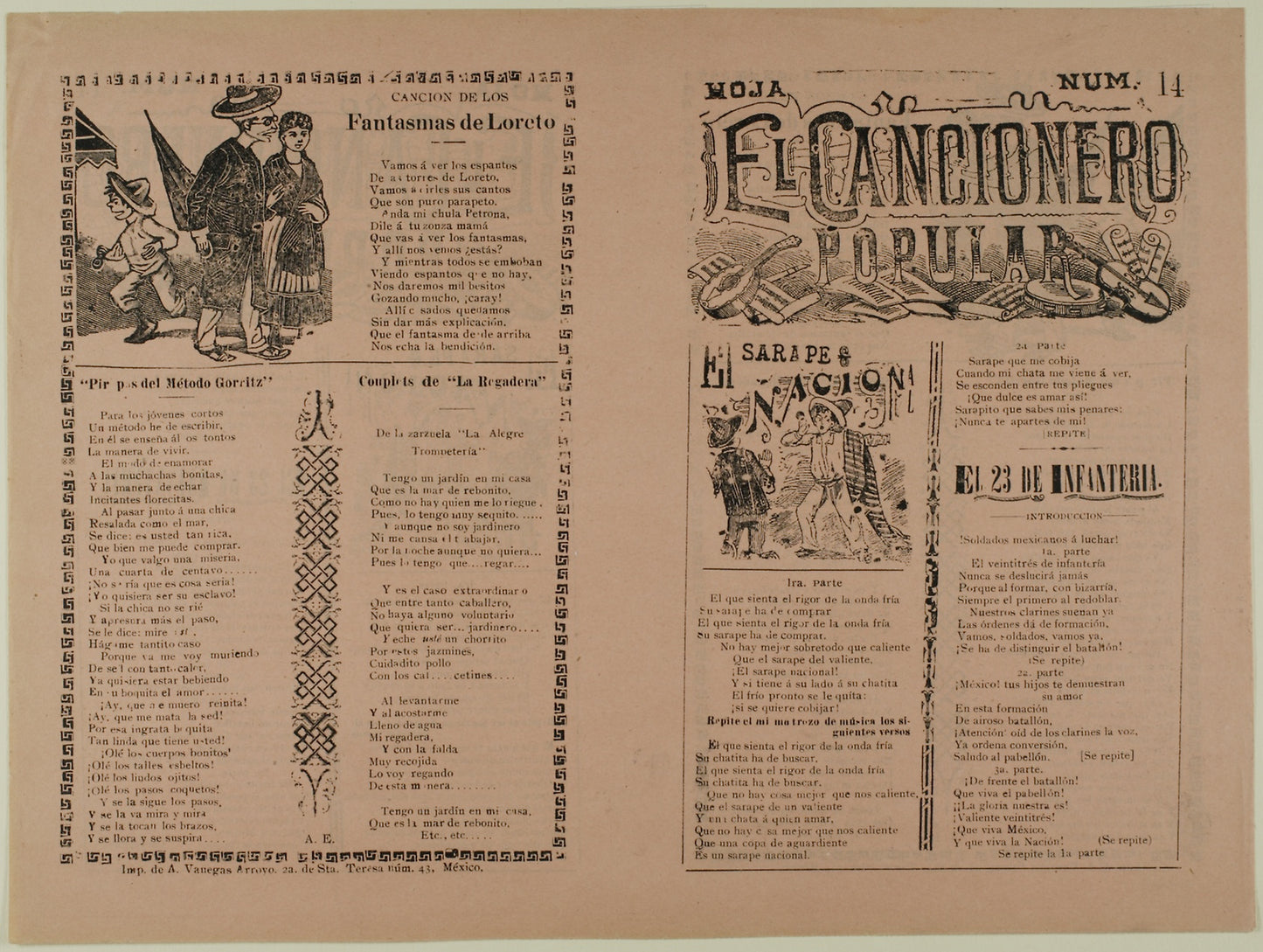 El cancionero popular, hoja num. 14 (The Popular Songbook, Sheet No. 14) -  José Guadalupe Posada,  Poster Print Wall Art