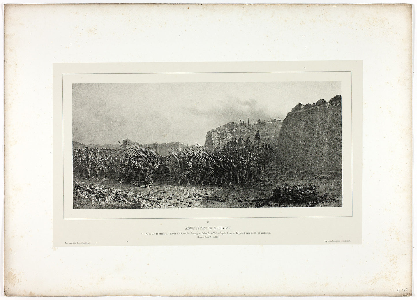 Assault and capture of bastion no. 6, from Souvenirs d’Italie -  Expédition de Rome -  Denis Auguste Marie Raffet (French, 1804-1860),  Poster Print Wall Art