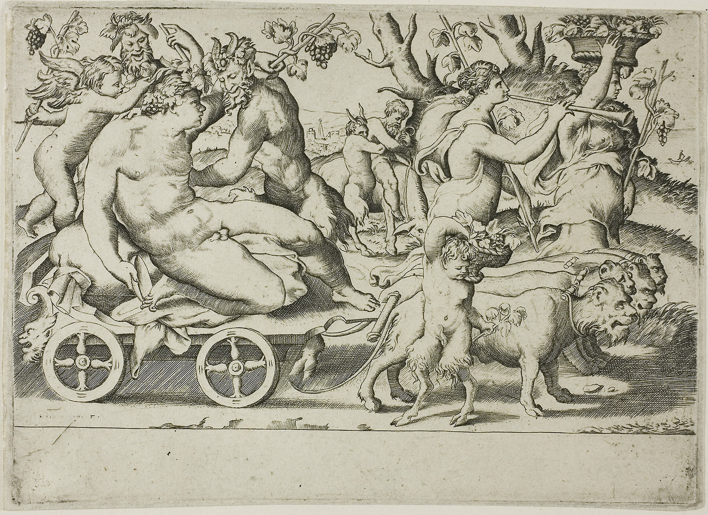The Triumph of Bacchus -  Giulio di Antonio Bonasone ,  Poster Print Wall Art