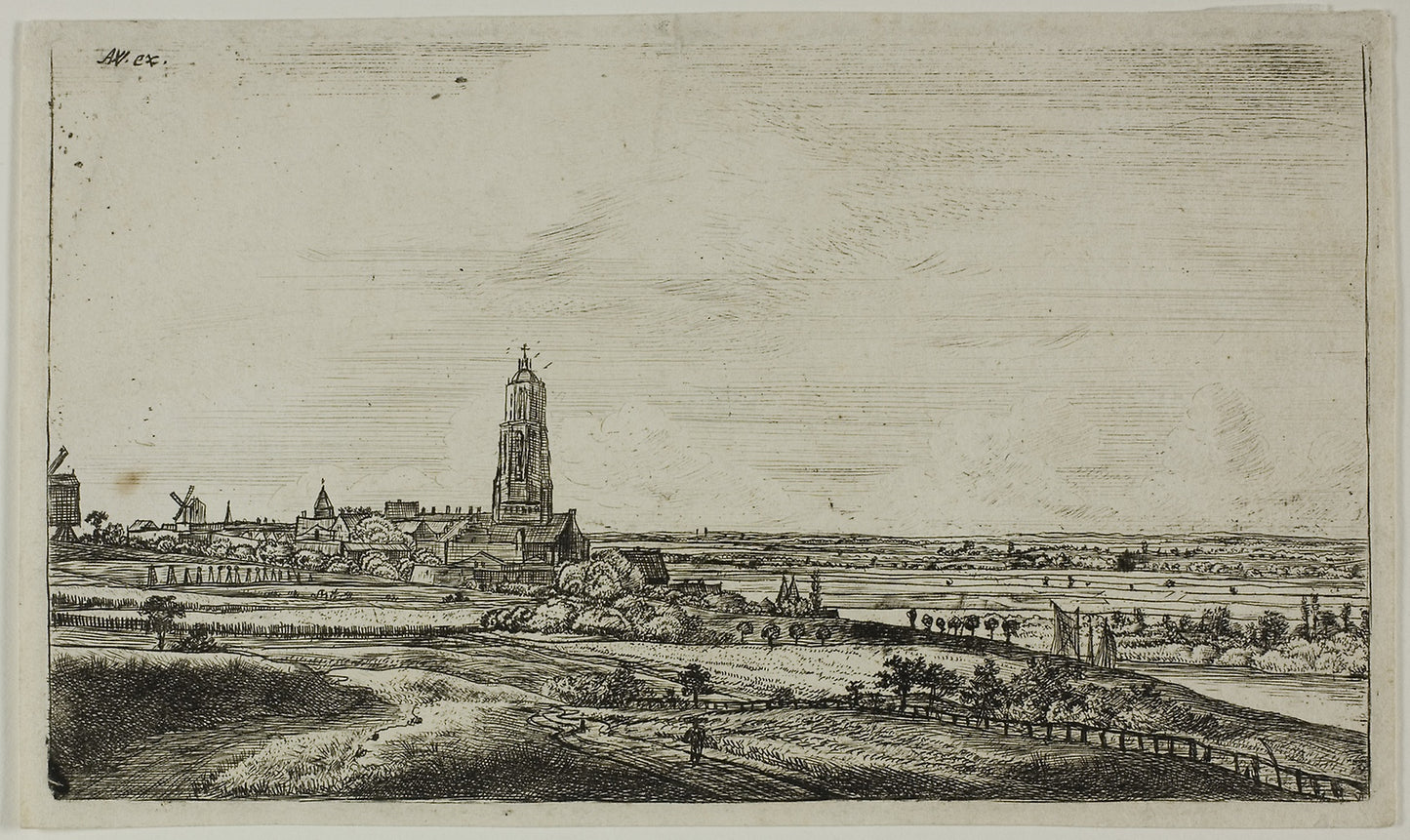 View of a Dutch Town (Rhenan) -  Anthoni Waterlo,  Poster Print Wall Art