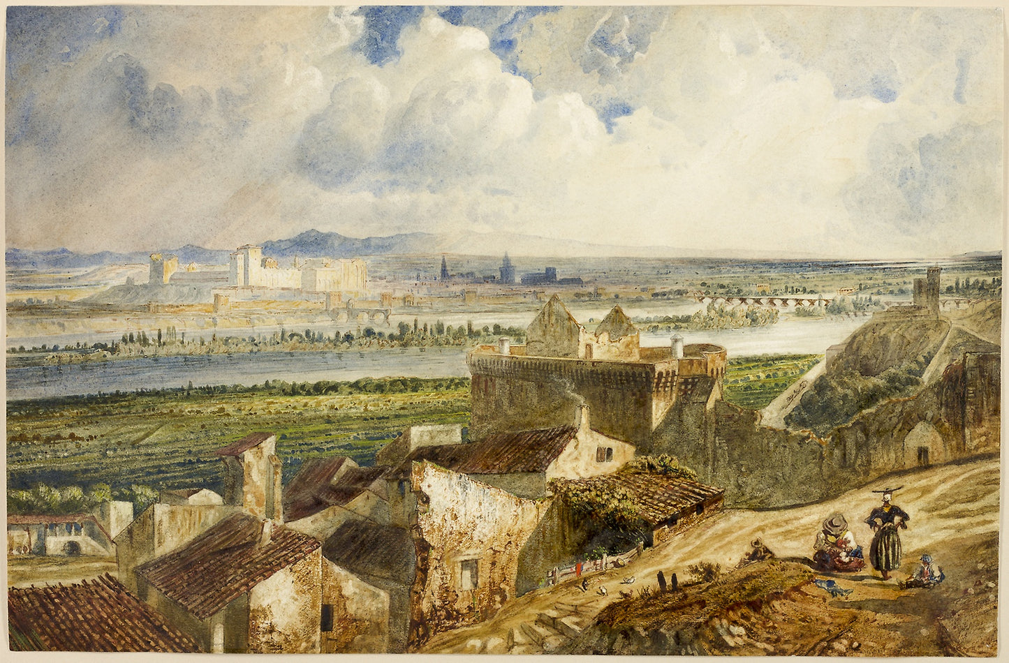 View of Avignon (from Villeneuve les Avignon) -  Paul Huet,  Poster Print Wall Art