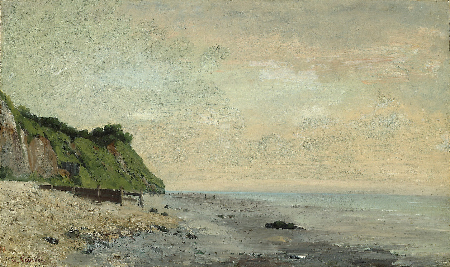 Cliffs on the Sea Coast -  Small Beach, Sunrise (Falaise au bord de la mer, vu Petite Plage, soleil levant) -  Gustave Courbet,  Poster Print Wall Art
