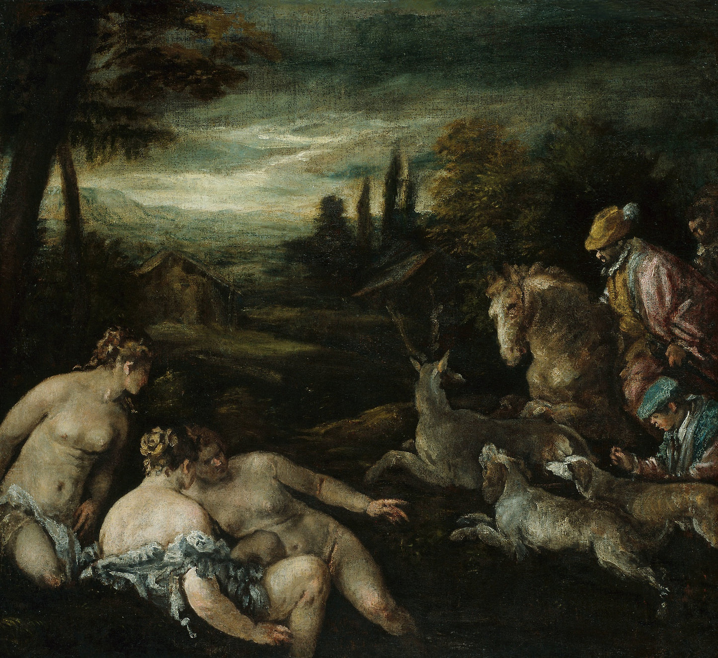 Diana and Actaeon -  Jacopo Bassano (Jacopo da Ponte),  Poster Print Wall Art