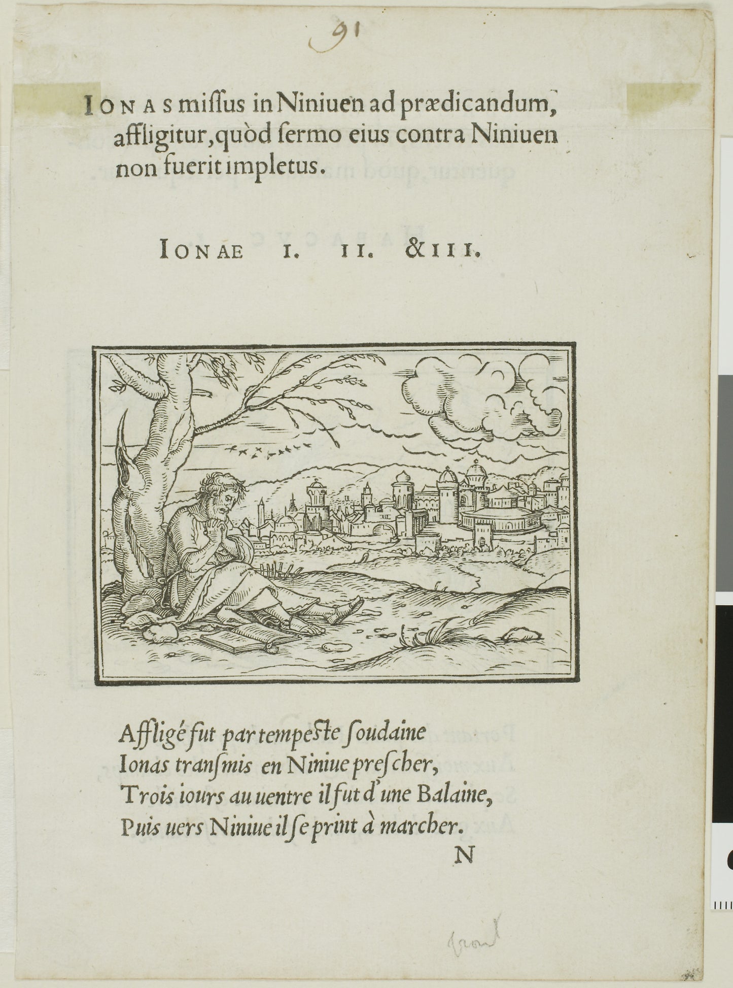 Jonah Outside Ninevah (recto); Habakkuk Carrying Bread to Reapers (verso) -  Hans Holbein, the younger,  Poster Print Wall Art