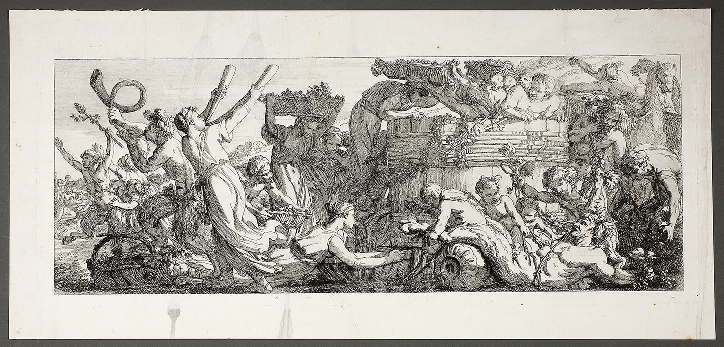Arrival at the Grape Press, plate four of four from Le Travaux de la Vendange -  Joseph–Marie Vien, the Elder,  Poster Print Wall Art