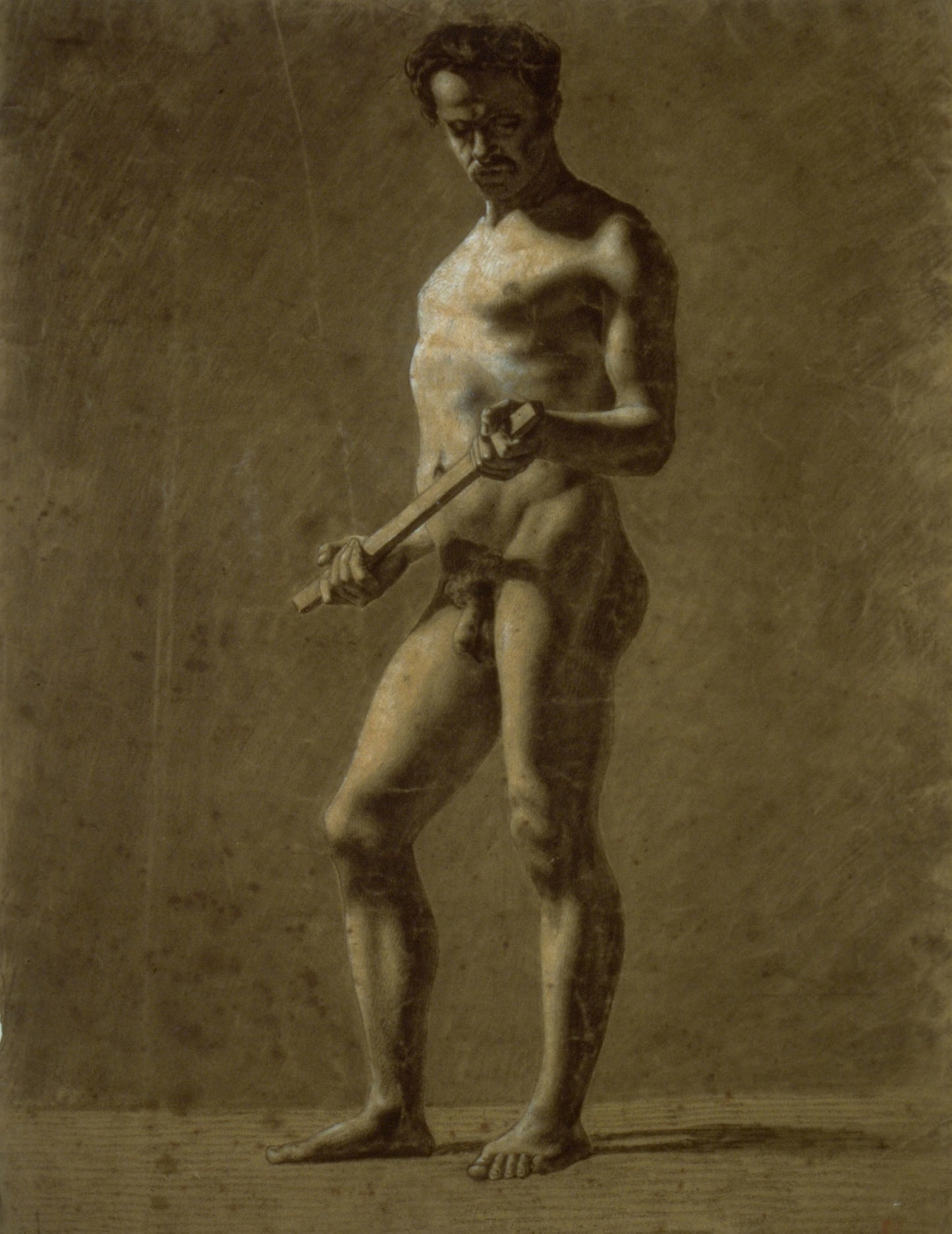 Standing Academic Male Nude (recto); Sketch of Upper Arm (verso) -  Eugène Delacroix,  Poster Print Wall Art