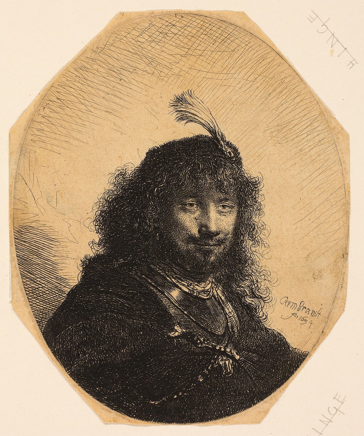 Self-Portrait (?) with Plumed Cap and Lowered Sabre -  Rembrandt van Rijn,  Poster Print Wall Art