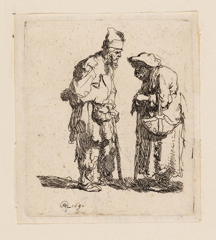 Beggar Man and Beggar Woman Conversing: Rembrandt van Rijn,16x12