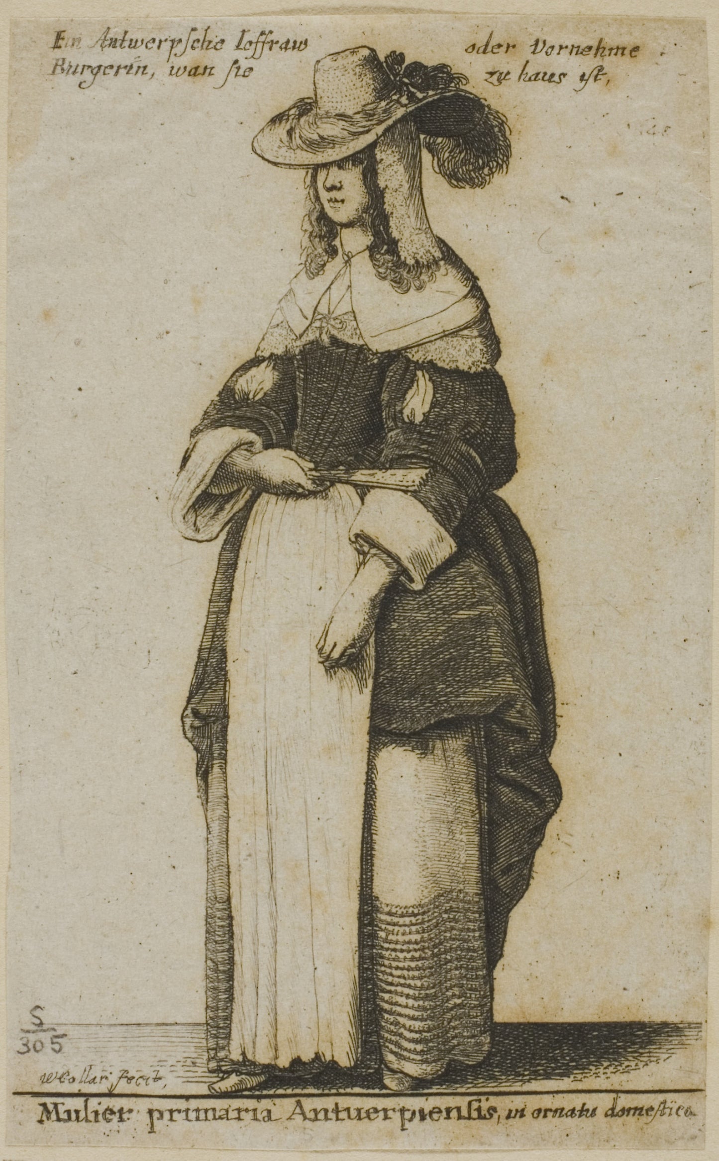 Antwerp Woman -  Wenceslaus Hollar,  Poster Print Wall Art
