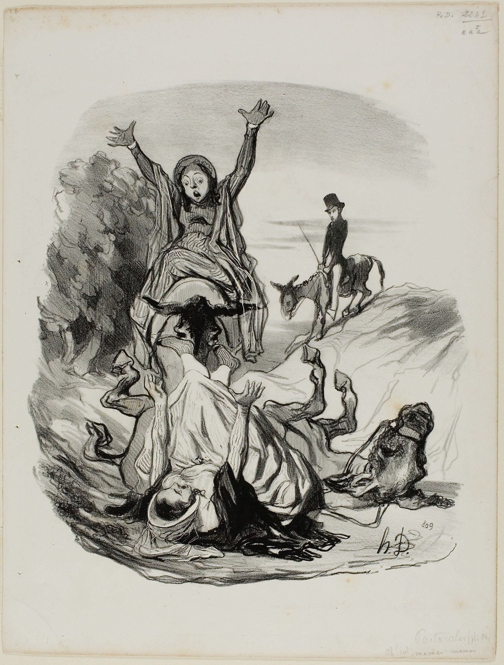 '- Oh my God, Mama, mama!........ For heaven's sake..... my daughter, my daughter!!!, plate 26 from Pastorales: Honoré Victorin Daumier,16x12"(A3) Poster