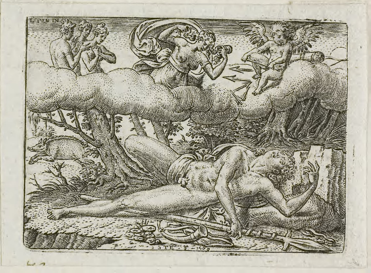 The Death of Adonis -  Etienne Delaune,  Poster Print Wall Art