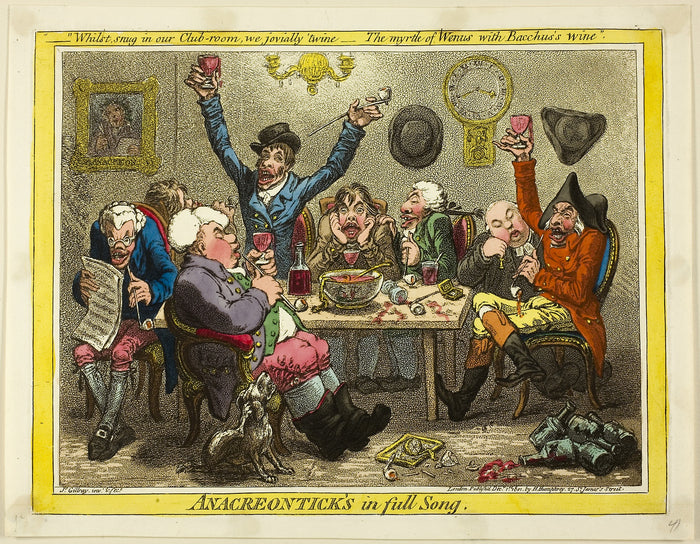 Anacreontick's in Full Song: James Gillray (English, 1756-1815),16x12