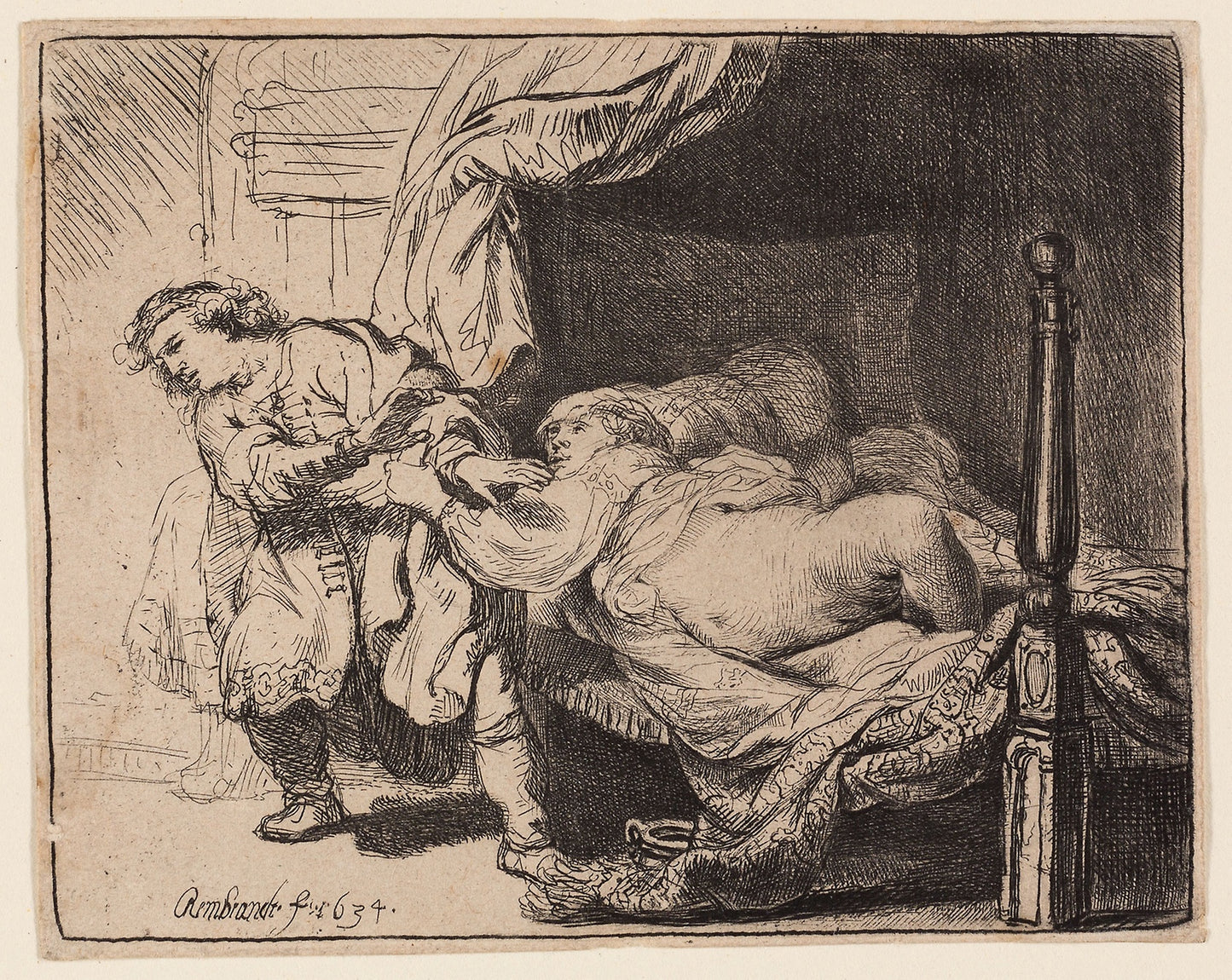 Joseph and Potiphar's Wife -  Rembrandt van Rijn,  Poster Print Wall Art