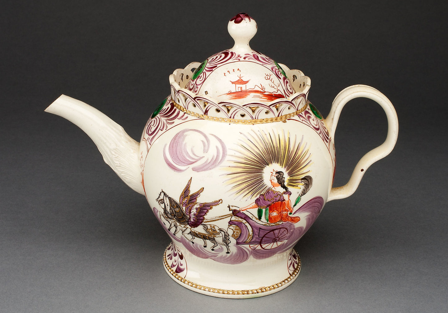 Teapot Depicting Aurora in a Chariot -  Leeds, England,  Poster Print Wall Art