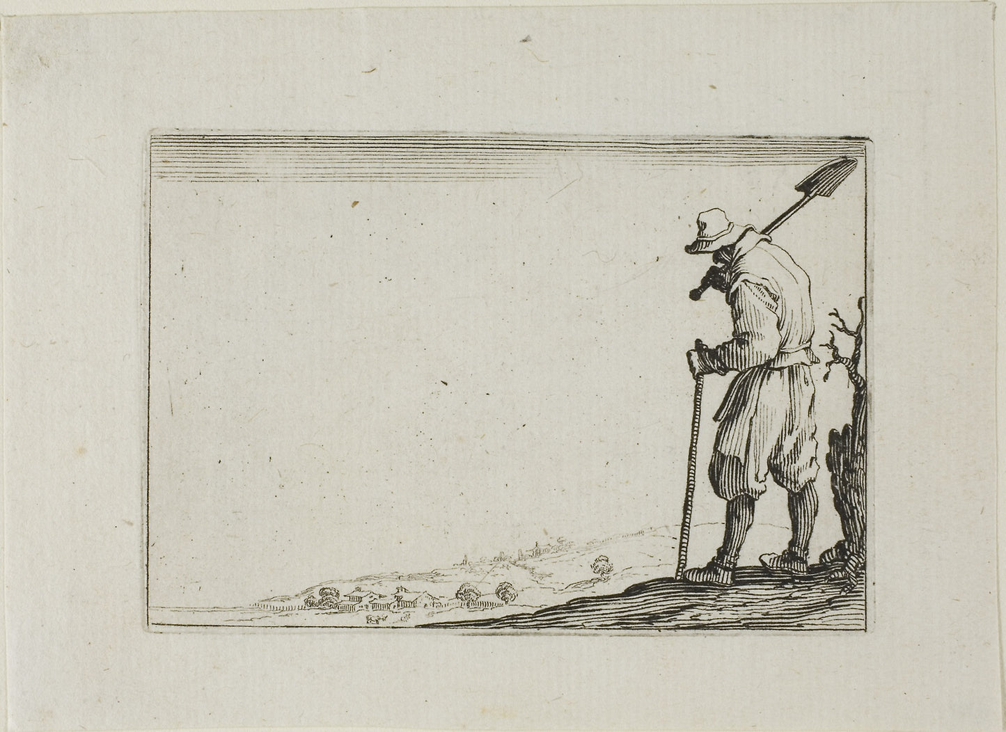 The Peasant Carrying his Shovel on his Shoulder, from The Caprices -  Jacques Callot,  Poster Print Wall Art