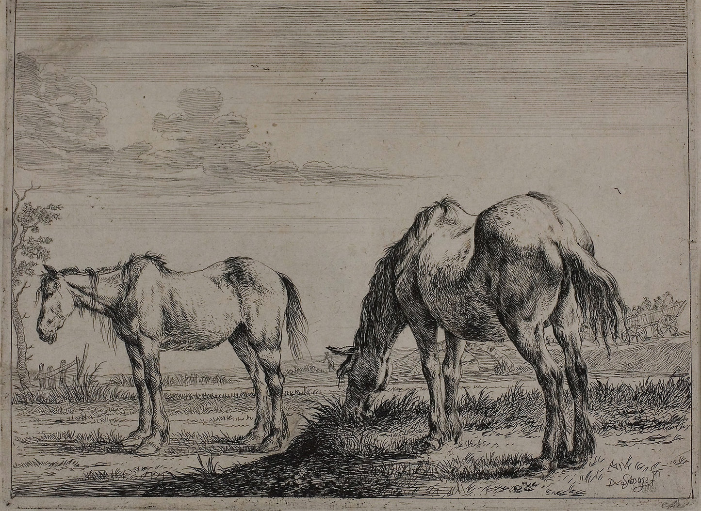 Grazing Horse, plate three from Series of Horses -  Dirck Stoop,  Poster Print Wall Art