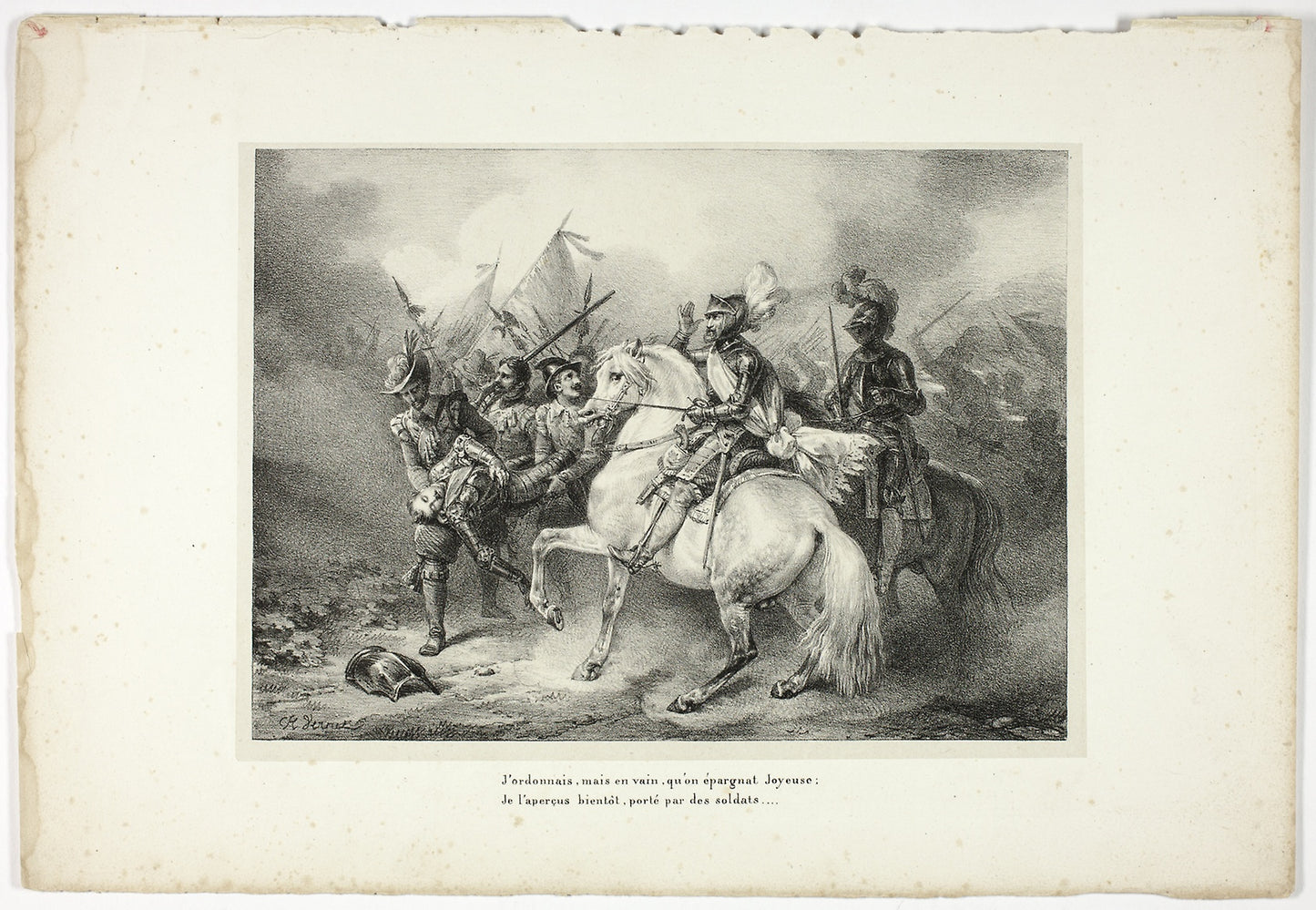 J'ordonnais, mais en vain, qu'on épargnat Joyeuse... -  Horace Vernet (French, 1789-1863),  Poster Print Wall Art