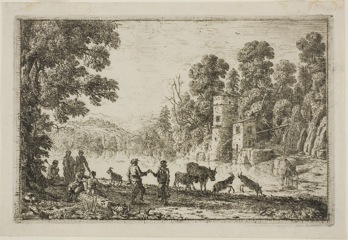 The Dance on the River Bank -  Claude Lorrain,  Poster Print Wall Art
