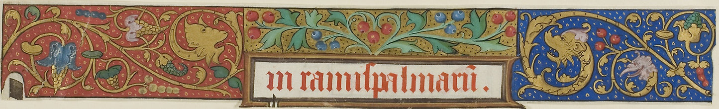 Illuminated Border with Grotesques, Grapes and Berries from a Manuscript: French, Poster Print Wall Art