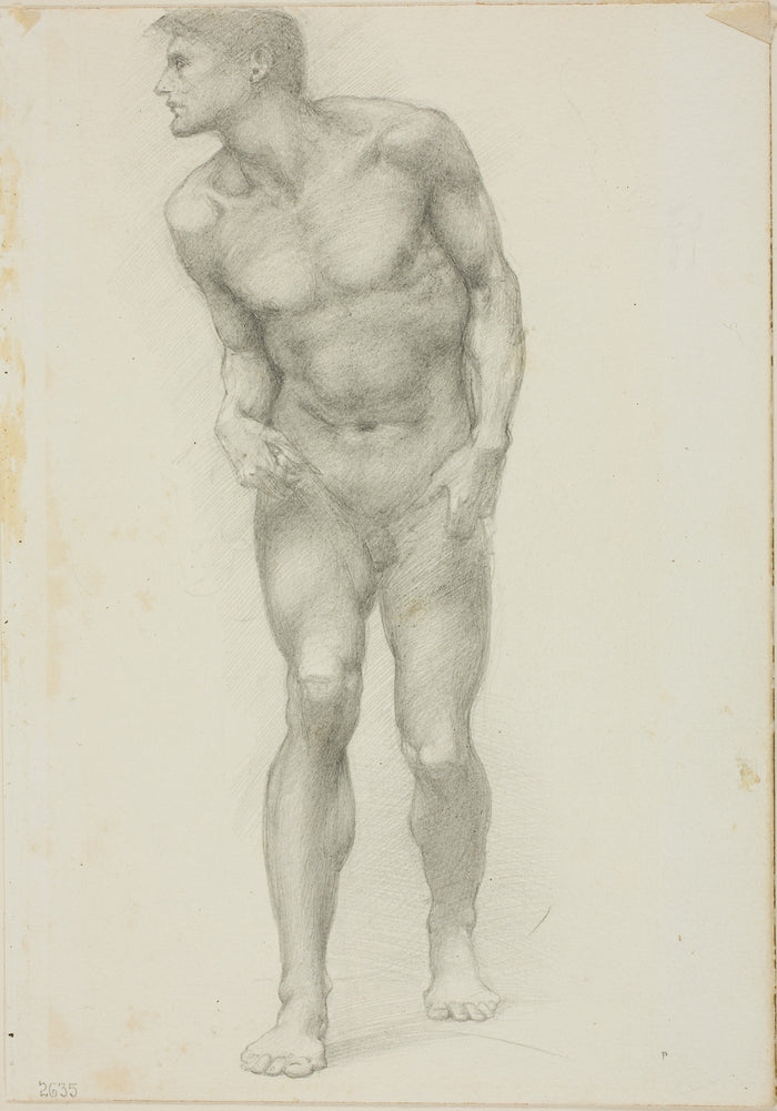 Standing Nude Male with Face in Profile: Sir Edward Burne-Jones,16x12