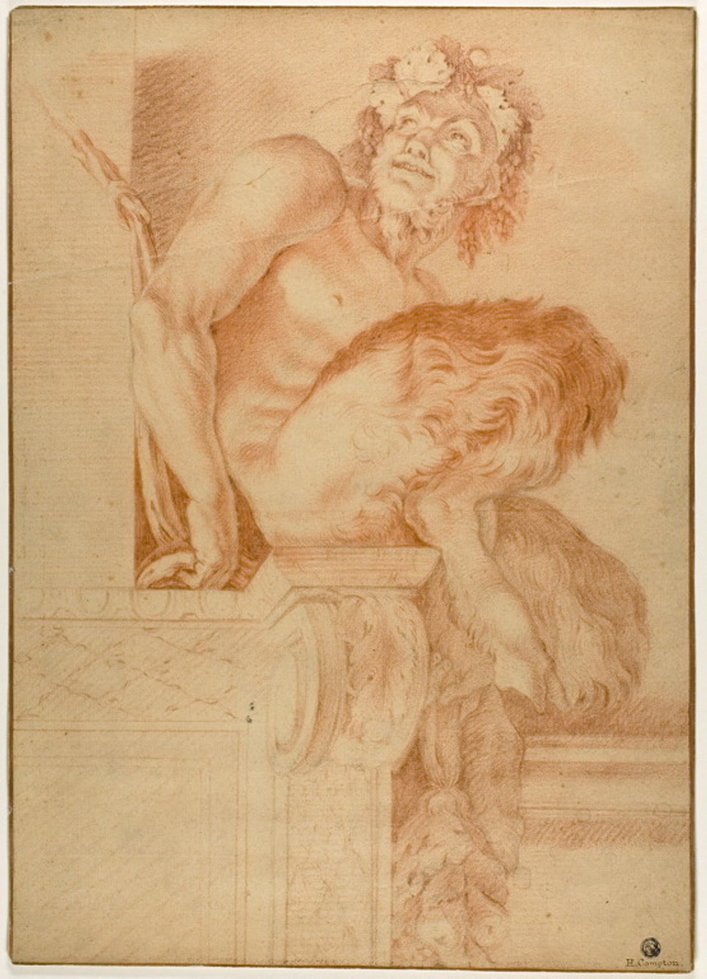 Seated Satyr -  After Annibale Carracci,  Poster Print Wall Art