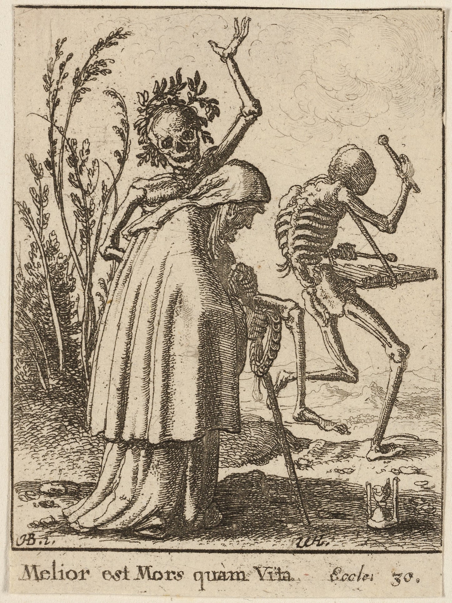 The Old Woman and Death -  Wenceslaus Hollar (Czech, 1607-1677),  Poster Print Wall Art