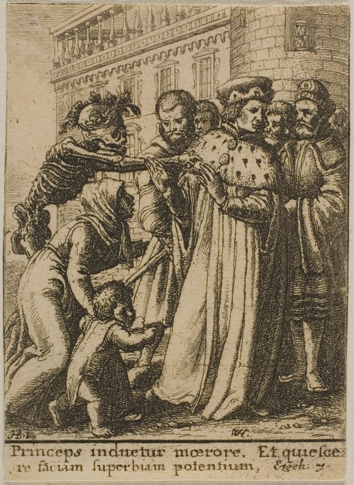 The Duke and Death: Wenceslaus Hollar (Czech, 1607-1677),16x12