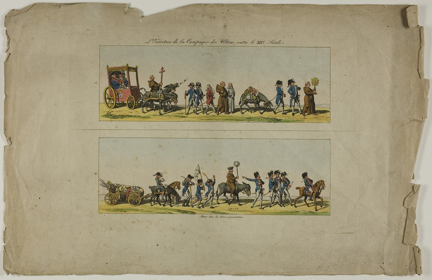Plates One and Two, from L'Ouverture de la Campagne des Ultras contre la XIXe siecle -  Unknown Artist,  Poster Print Wall Art