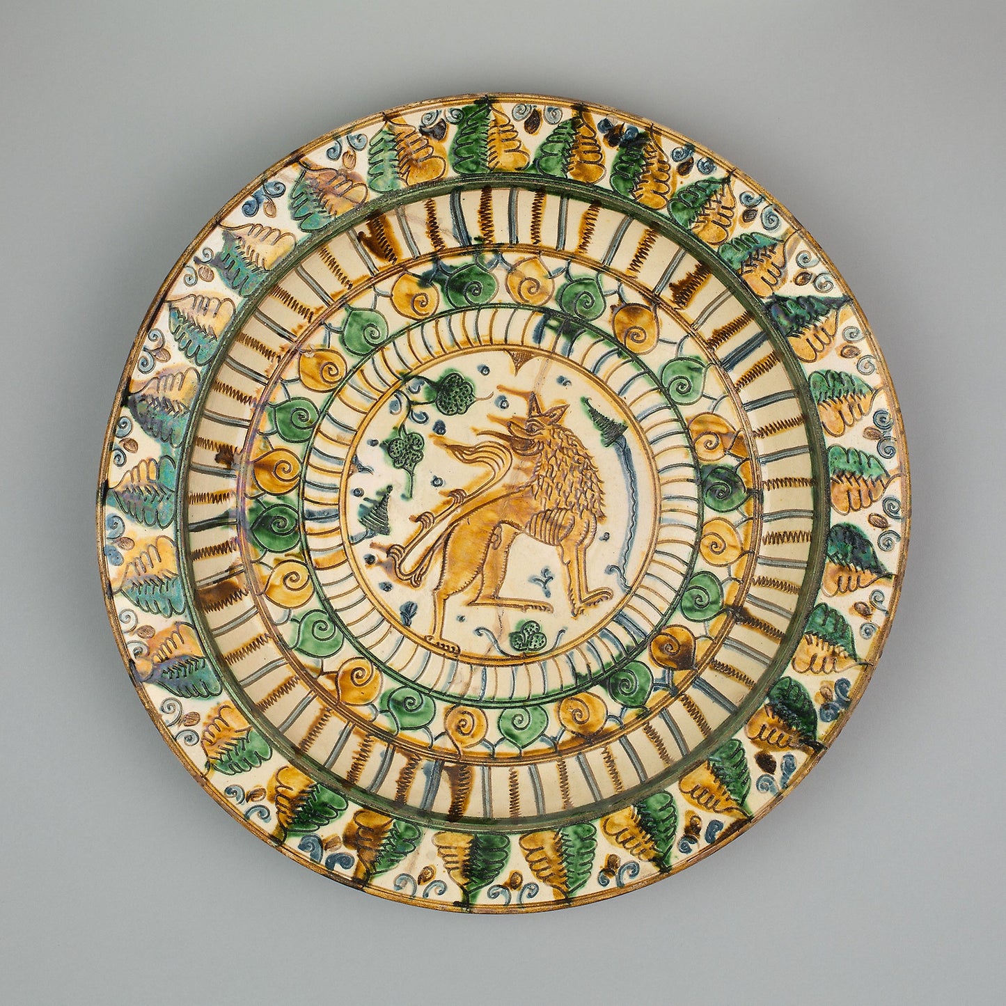 Dish with Rampant Lion -  Northern Italian, Padua or Venice, or South Italian, Taranto or Brindisi,  Poster Print Wall Art