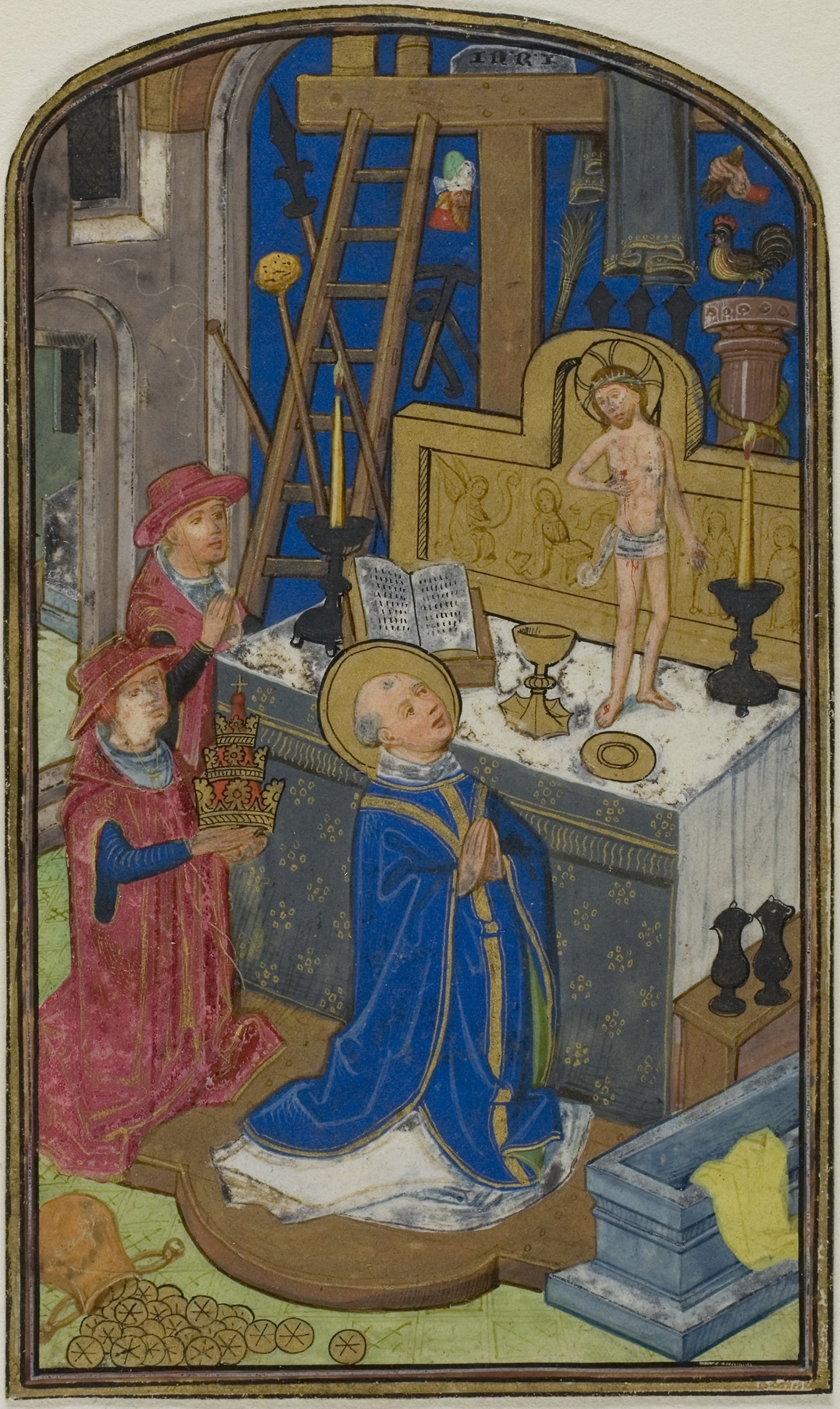 The Mass of St. Gregory, from a Book of Hours -  Willem Vrelant or his workshop (Bruges),  Poster Print Wall Art