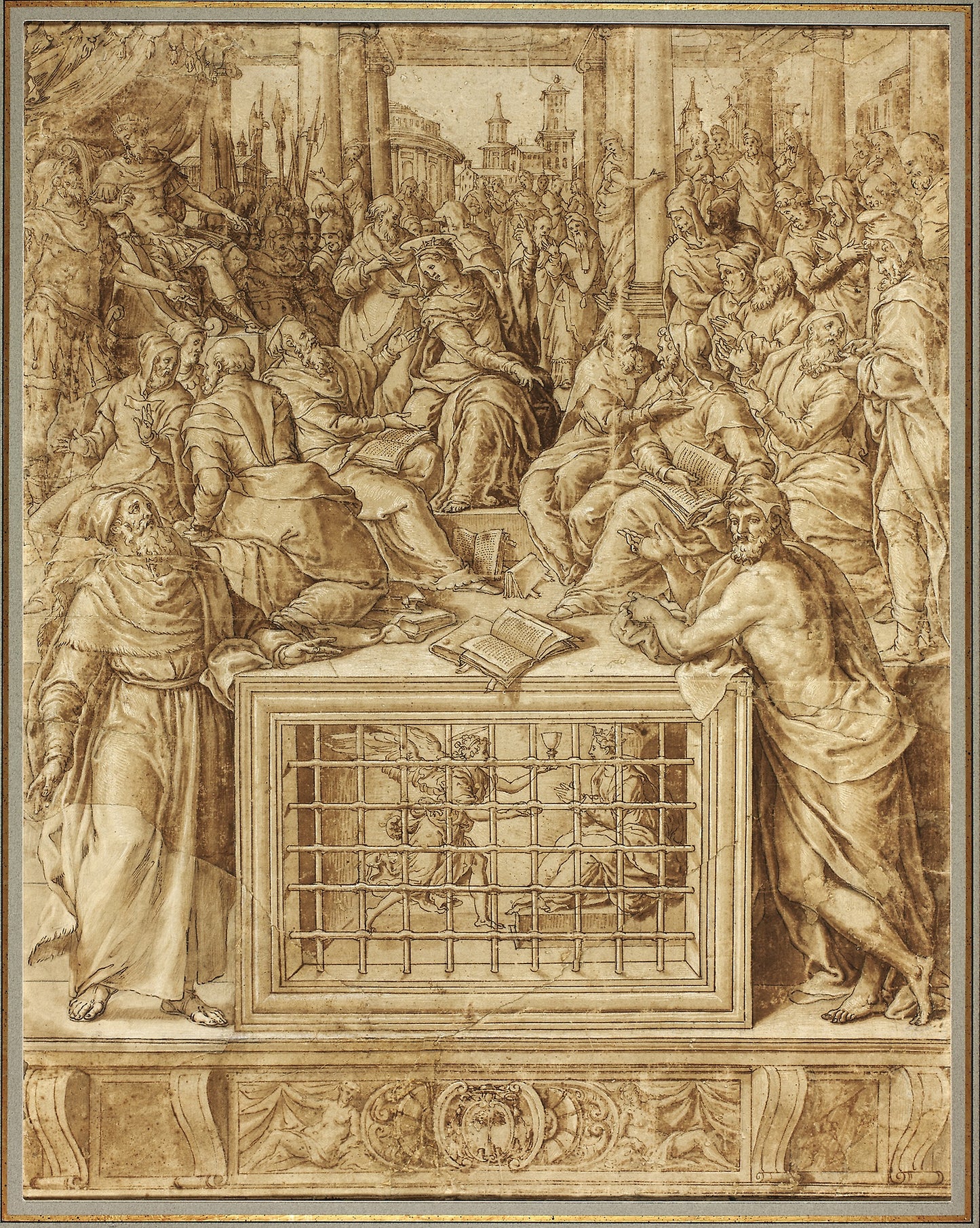 Saint Catherine Disputing with the Philosophers -  Livio Agresti,  Poster Print Wall Art