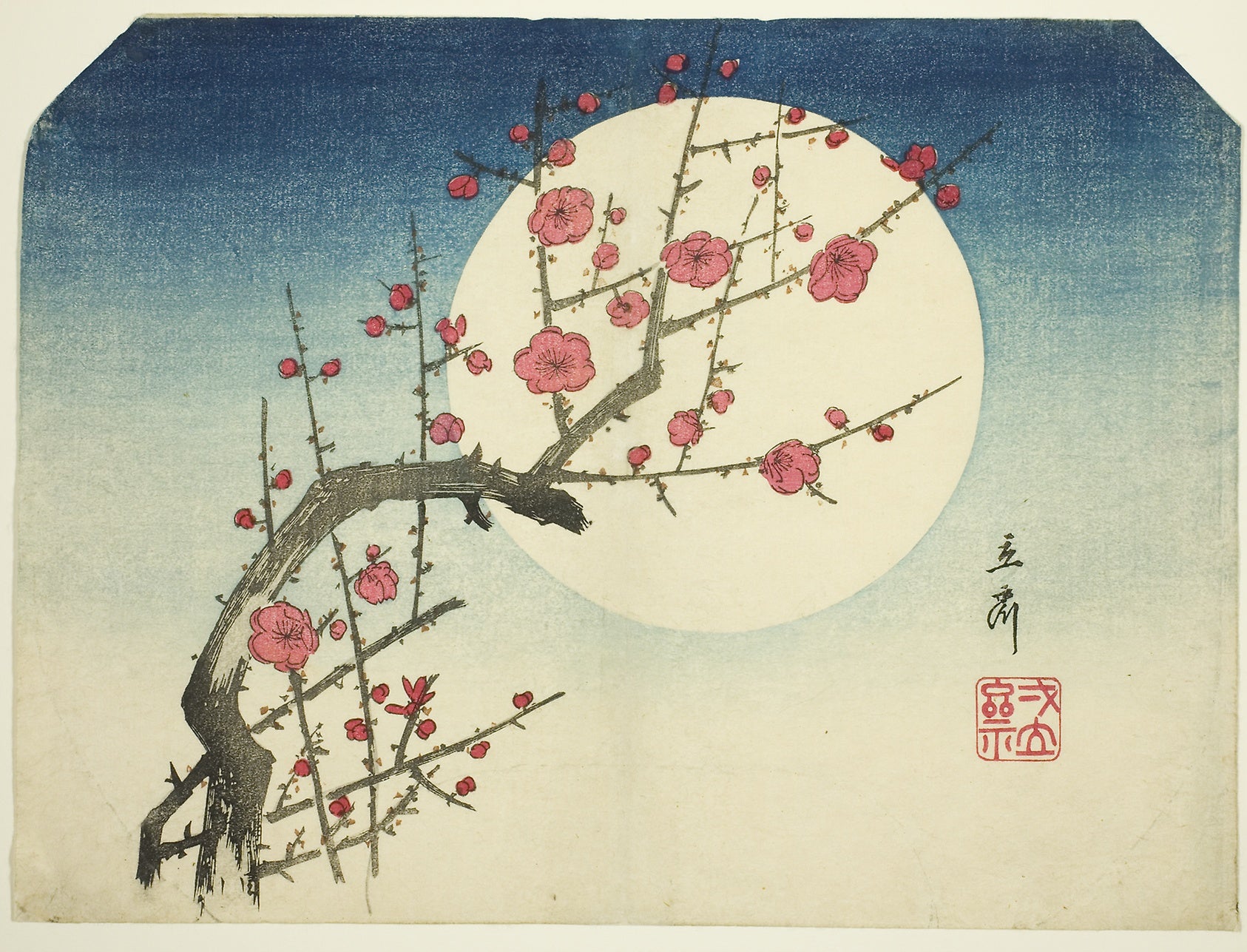 A Red Plum Branch against the Summer Moon: Utagawa Hiroshige ?? ??,16x12"(A3) Poster