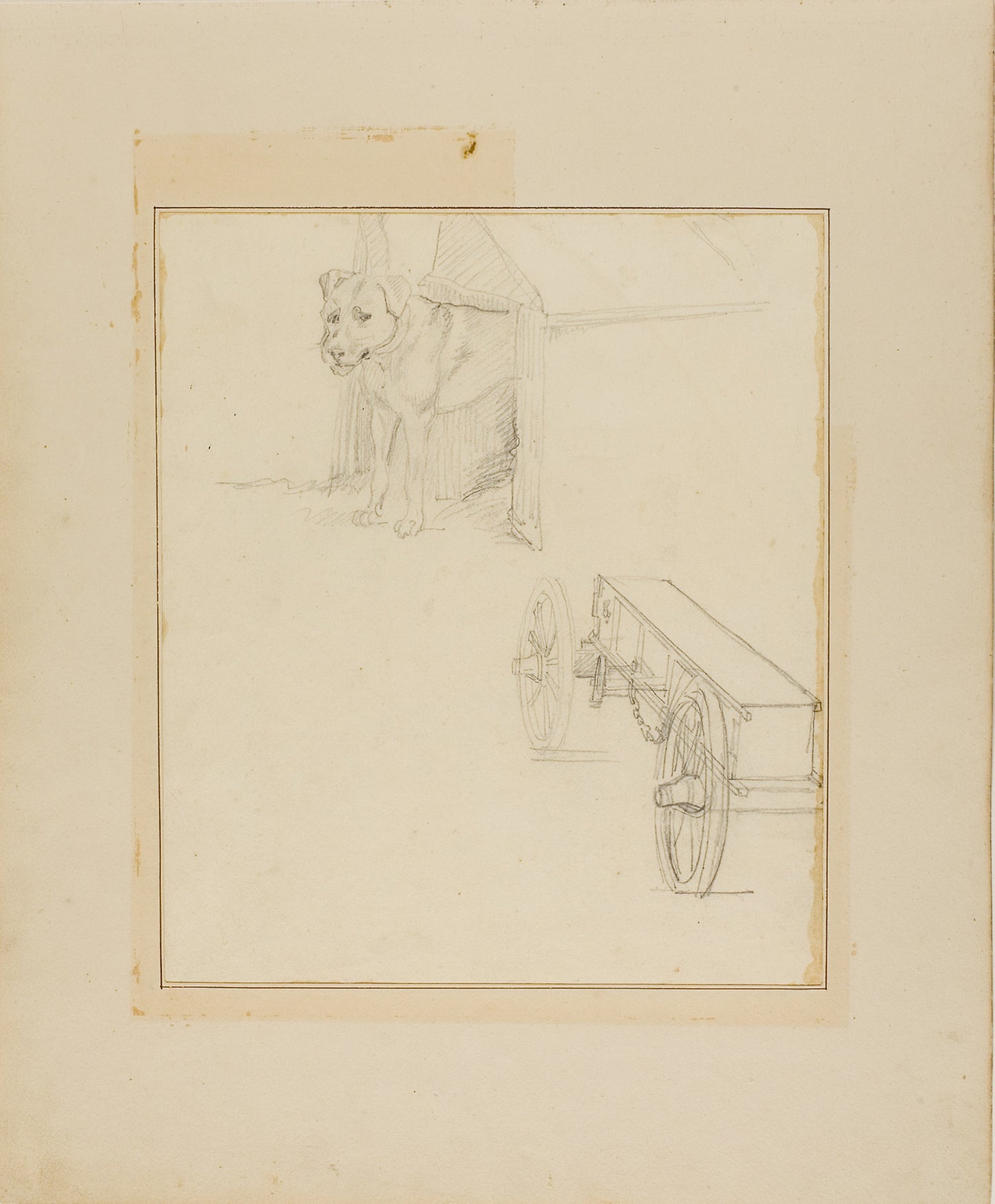 Dog Standing in Dog House and Study of a Munitions Cart -  Jean Louis André Théodore Géricault,  Poster Print Wall Art