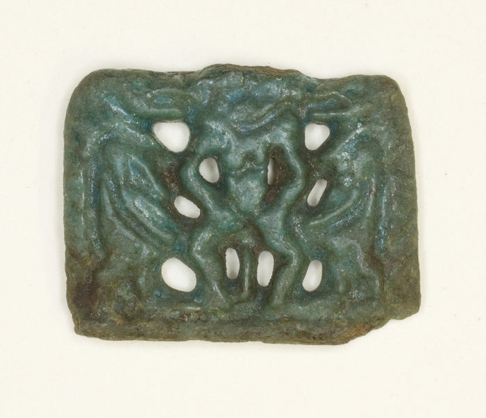 Amulet of the God Bes Flanked: the Goddess Taweret (Thoeris): Egyptian,16x12