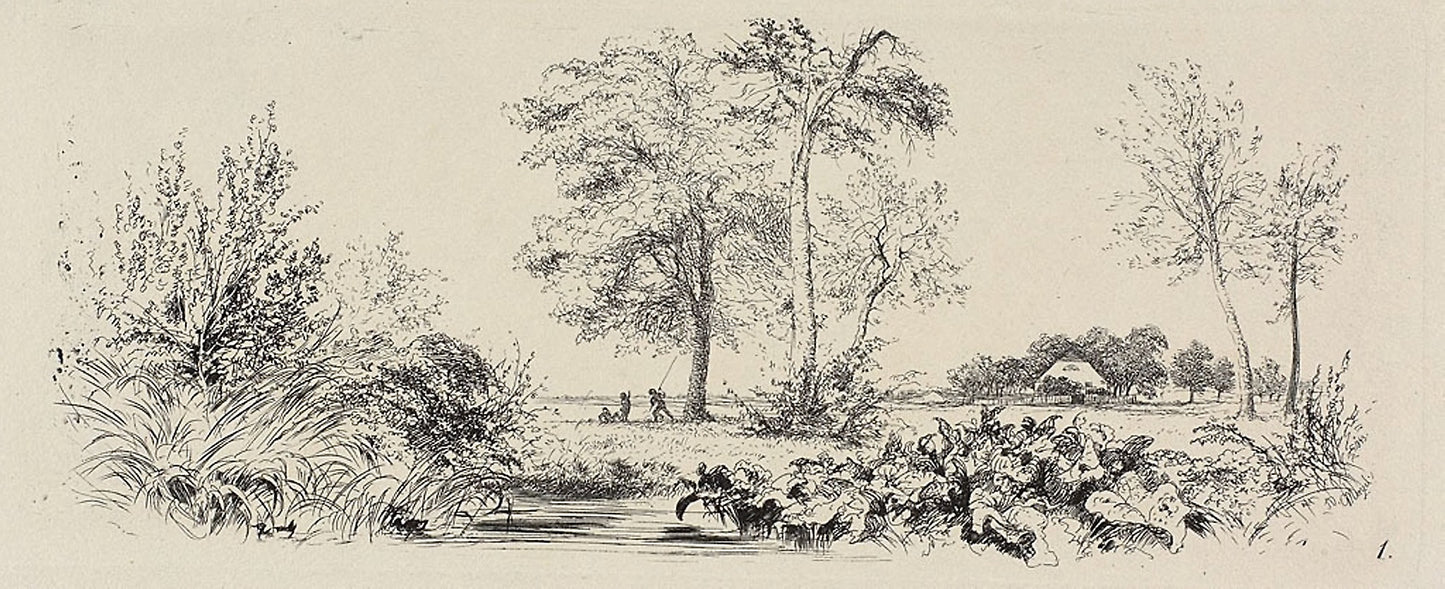 Plate one, from Radierversuche: Adolph Menzel, Poster Print Wall Art