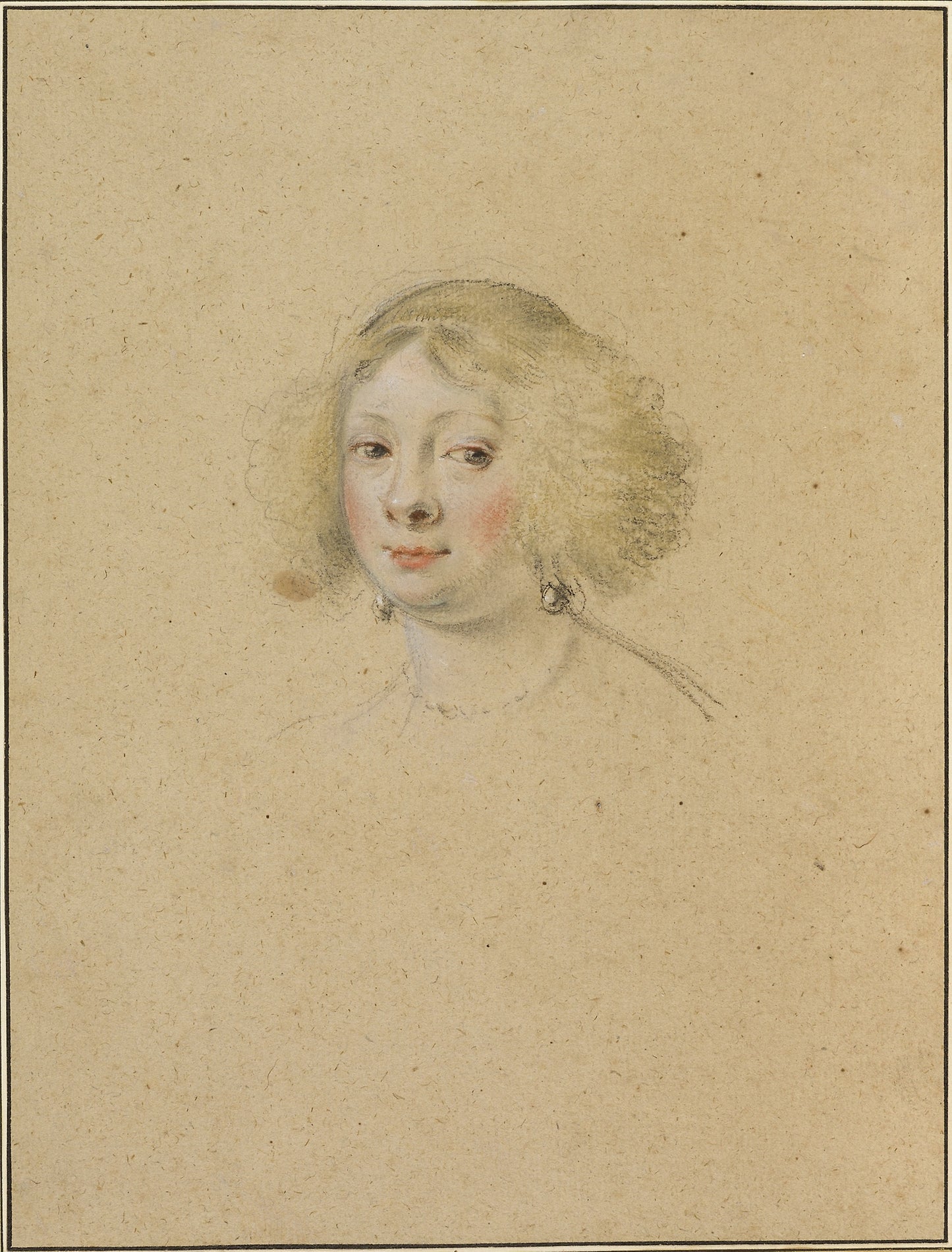 Portrait of a Young Woman with Pearl Earrings -  Simon Vouet,  Poster Print Wall Art